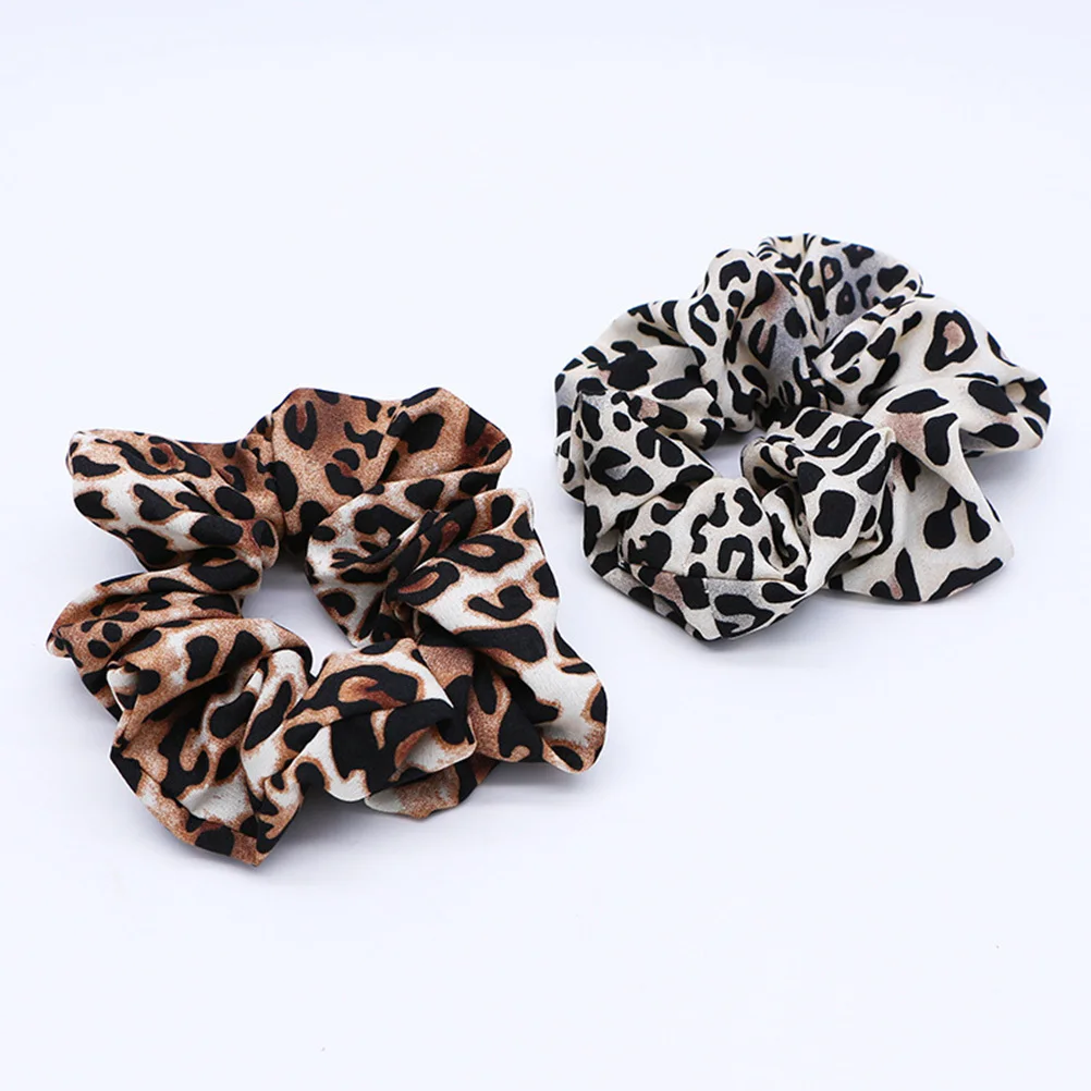 

3Pcs Leopard Pattern Hair Bands Elastic Hair Ties Stretch Ponytail Holders No Crease Fabric Band Accessories for Women Girls