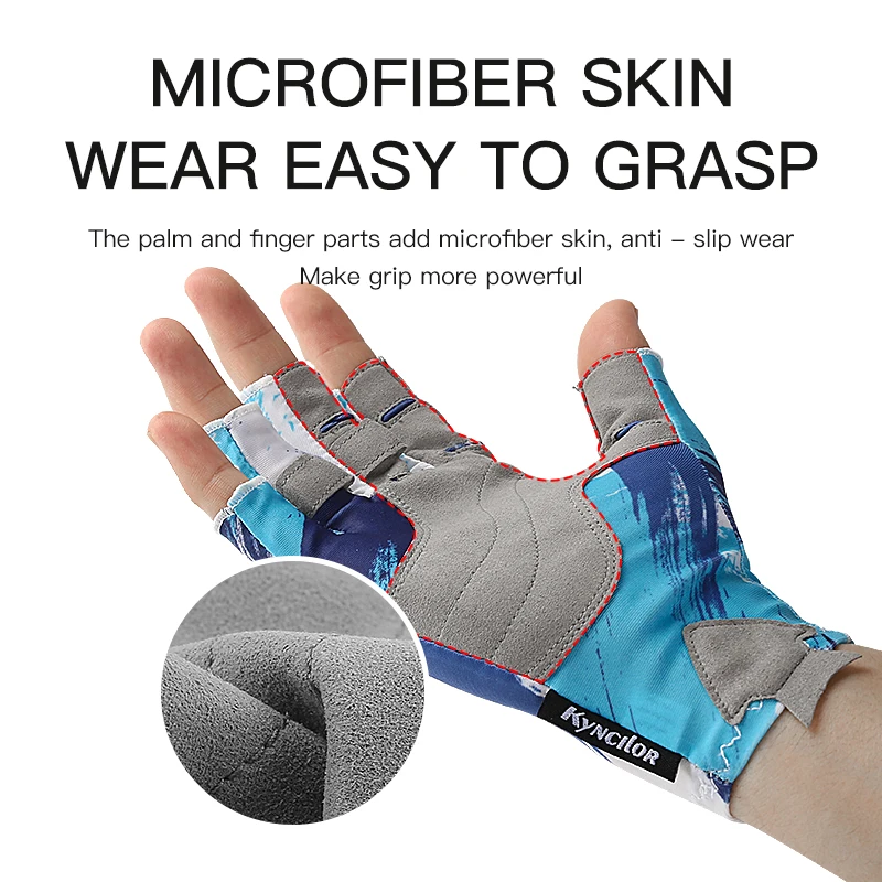 Sarung tangan memancing pria wanita, pelindung UV setengah jari tidak licin, peralatan olahraga luar ruangan ringan bernapas