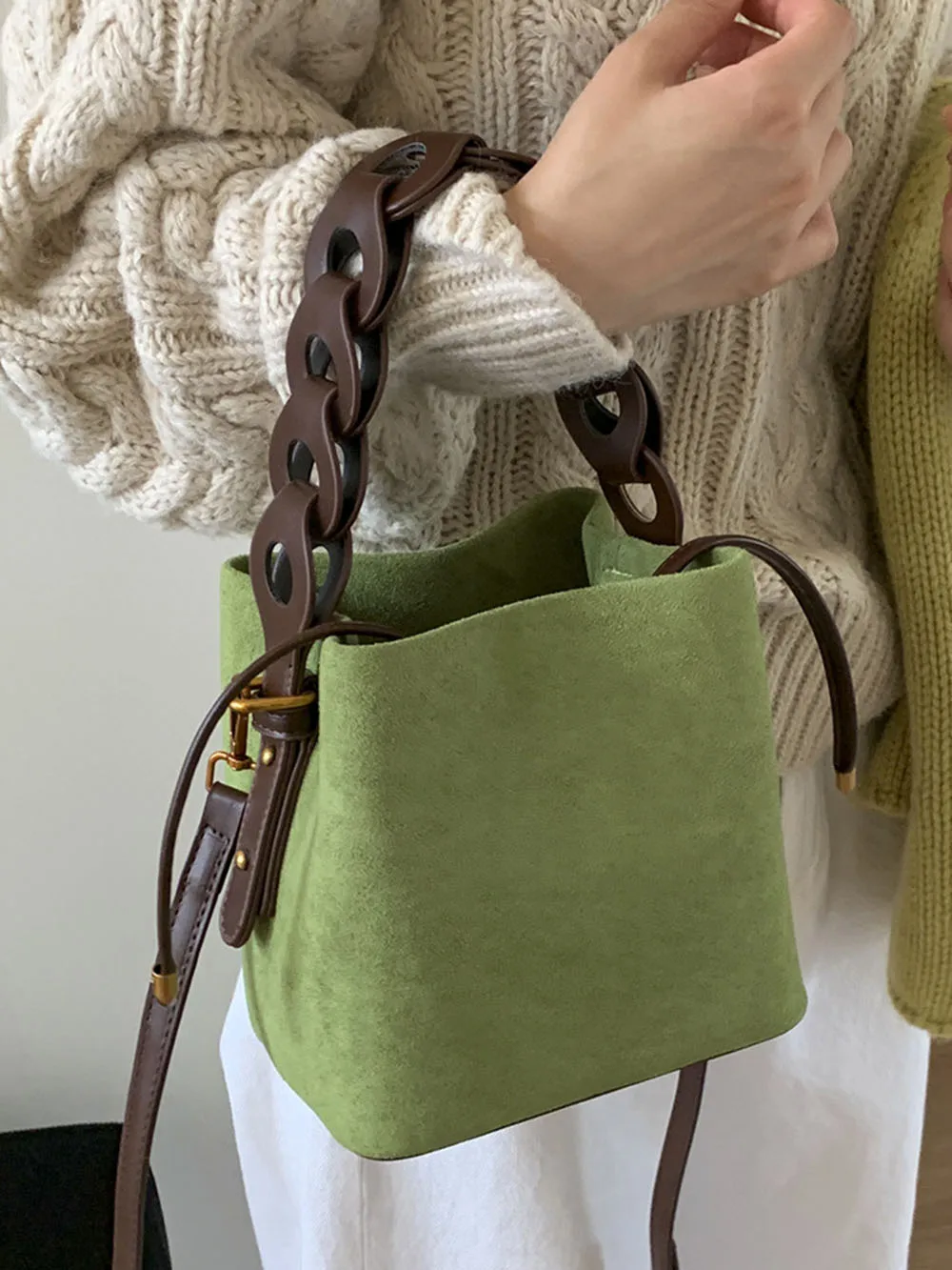 

Джинсовые сумки-тоут из искусственной кожи с тканым ремешком, женские сумки-тоут на осень-зиму 2025 года, модная сумка через плечо в корейском стиле, лоскутные сумки-ведра