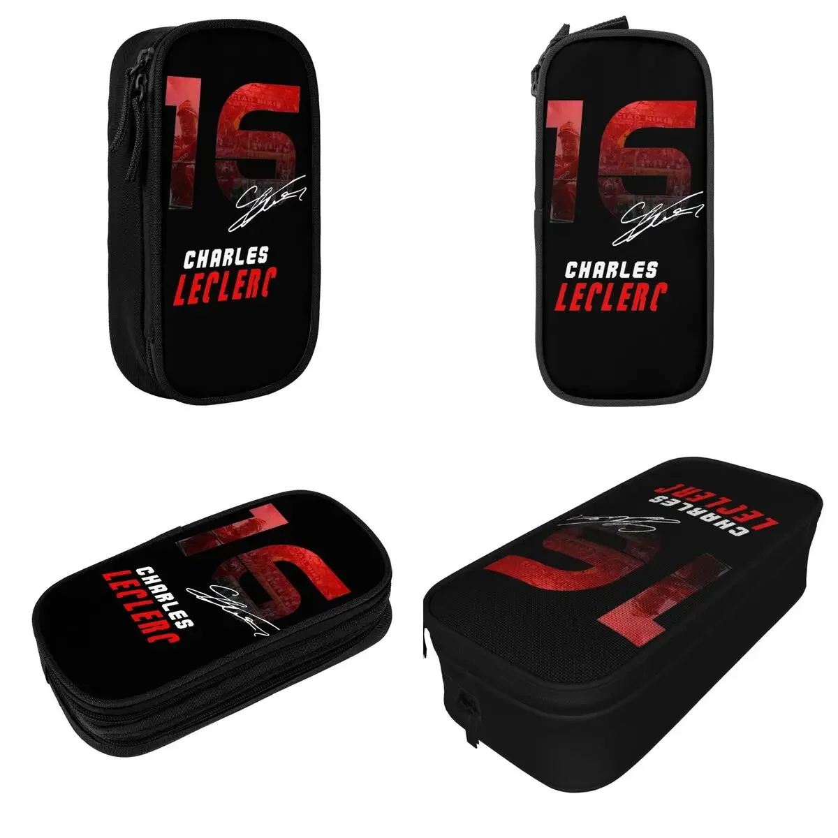 Charles Leclerc 16 Racing Car Pencil Case Pen Bags Student Large Storage School Supplies Cosmetic Pencilcases view 2