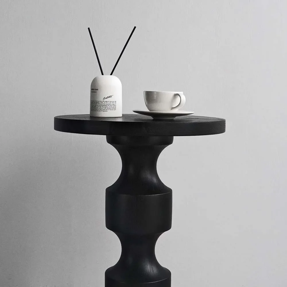 Nordic Creative Black Solid Wood Coffee Table Sofa Side Table Light Luxury Bedroom Nightstand Living Room Furniture