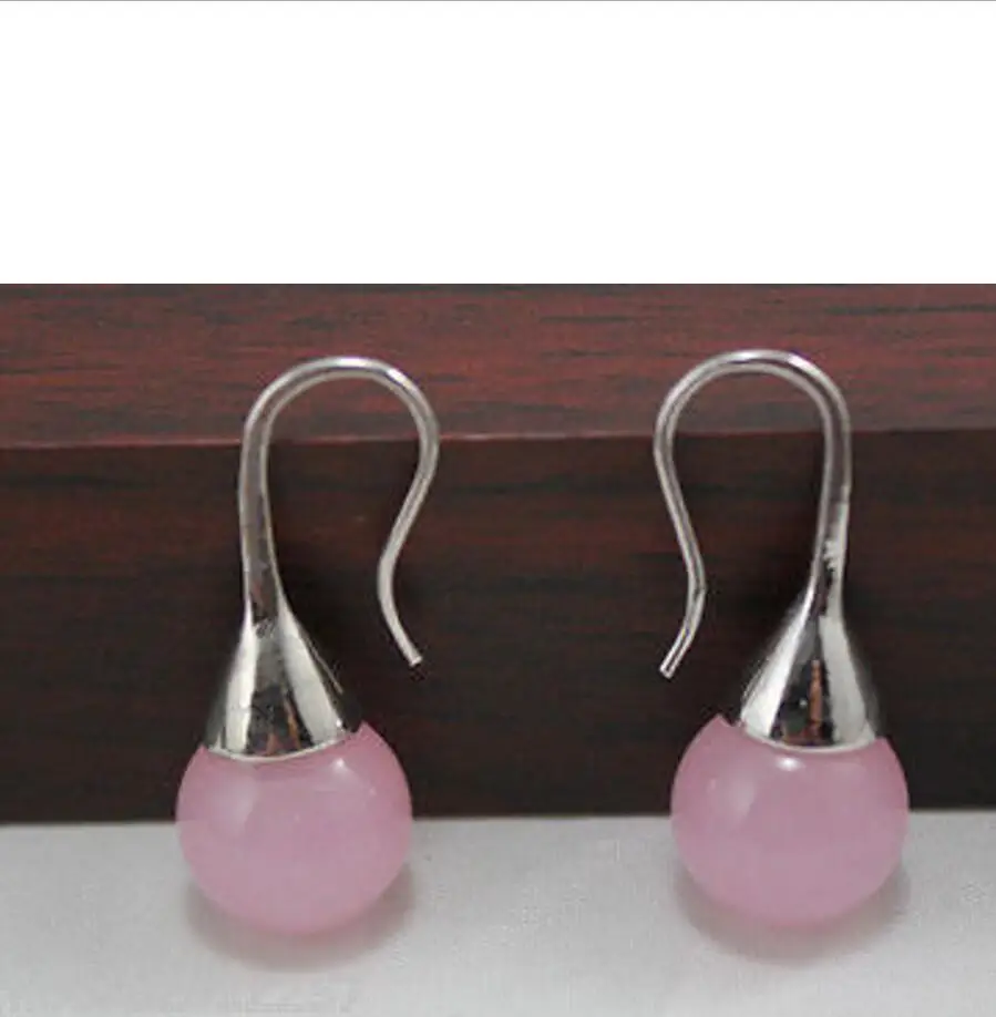 

new hot fashion new natural pink stone Silver Earrings