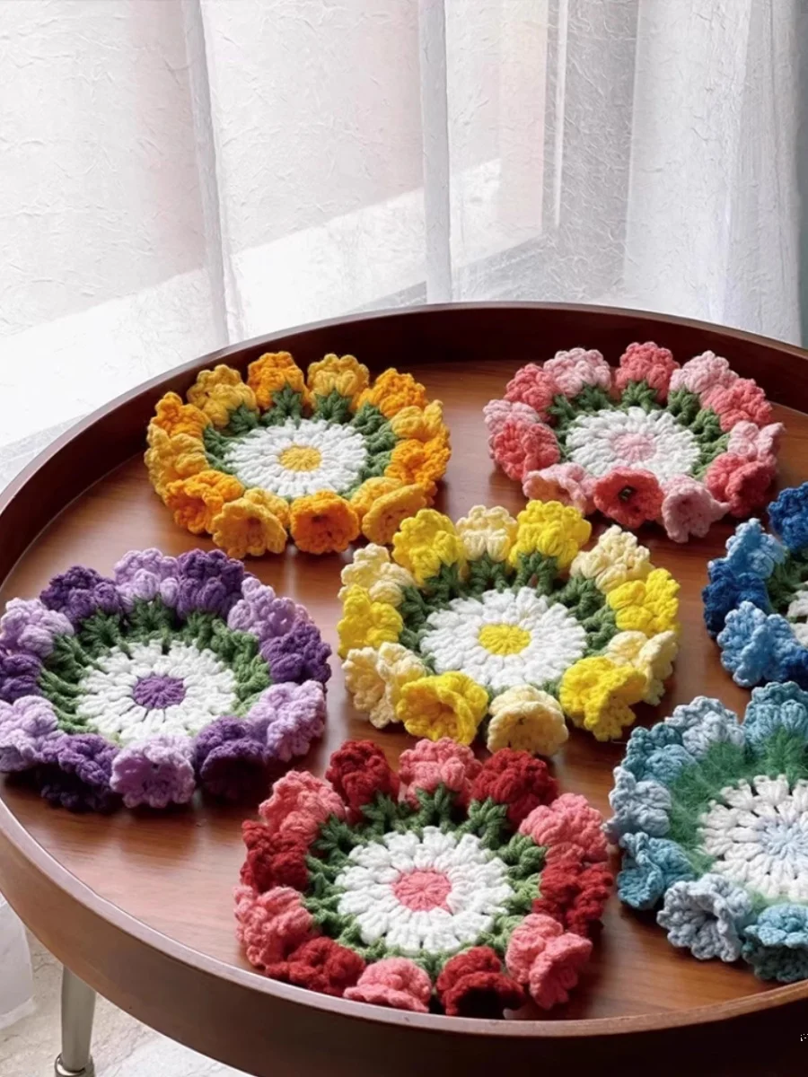 

Novice Beginner Hand-knitting DIY Material Bag Wool Ball Crochet Lily Of The Valley Flower Coaster Gift For Colleagues