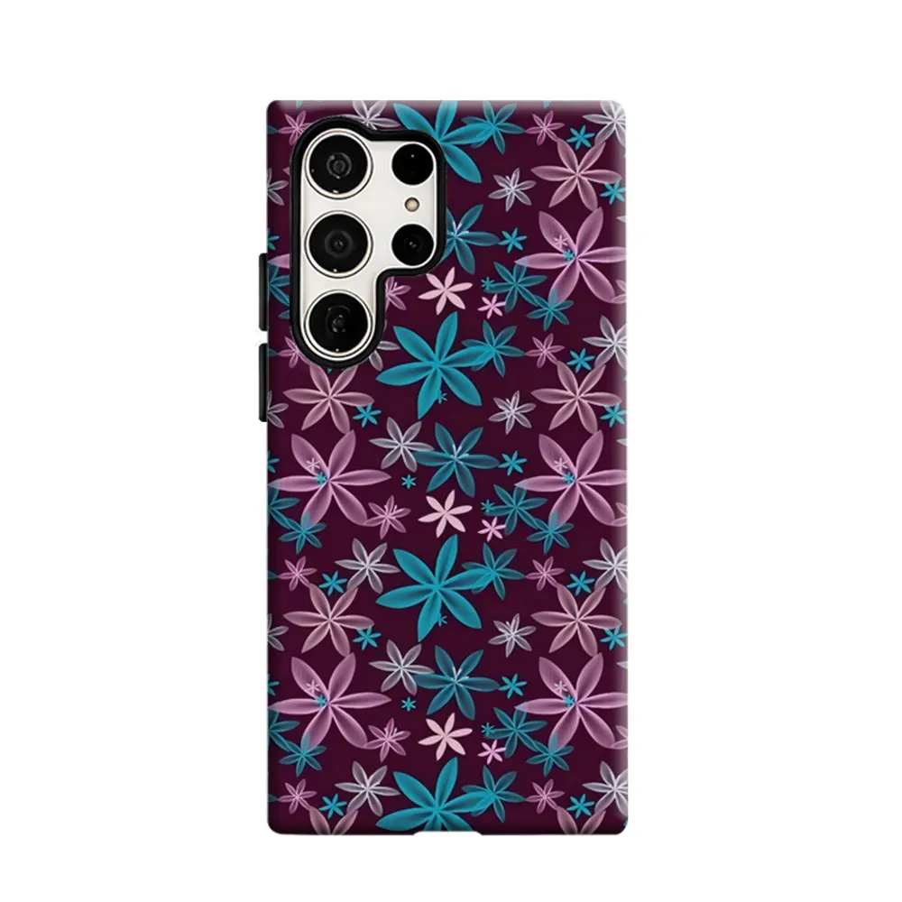 CaseLumi Phone Case For Samsung Galaxy S25 S24 S23 Ultra Plus HD Hard Jewel Toned Blooms Double Layer Cover Film Shell