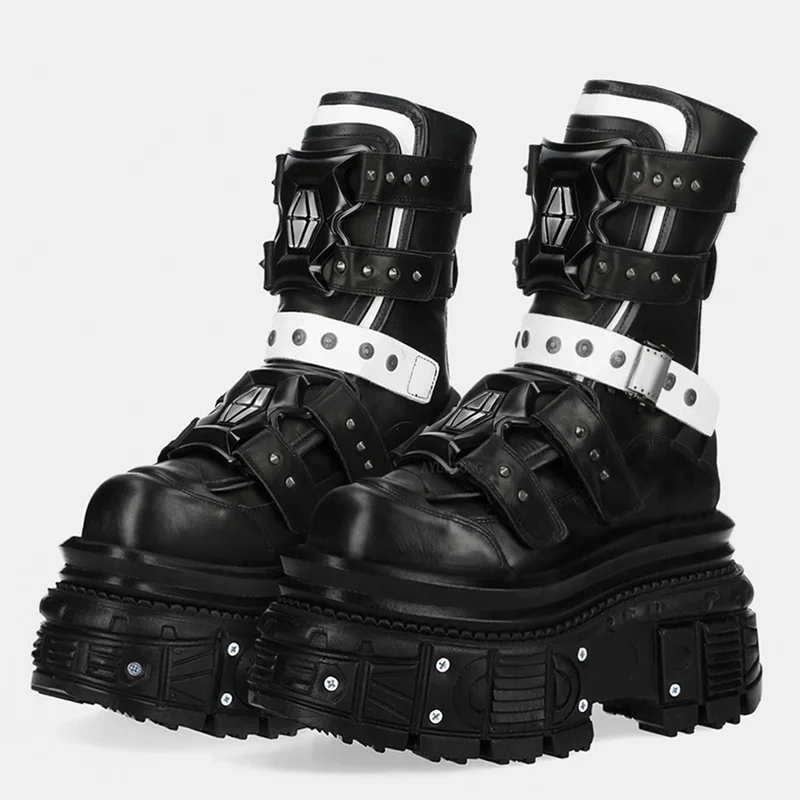 

Ботильоны на платформе с металлическими заклепками и украшением, пикантные матовые кожаные ботинки с круглым носком, новые модные женские современные ботинки