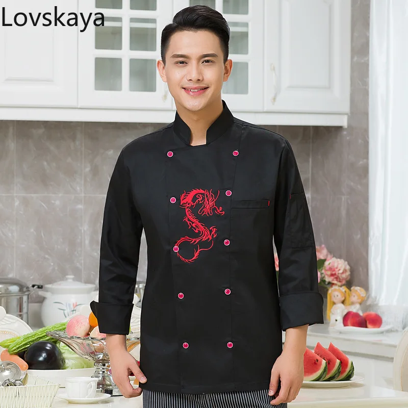 autumn and winter hotel restaurant kitchen chef tooling Chef long sleeved Embroidery hotel overalls