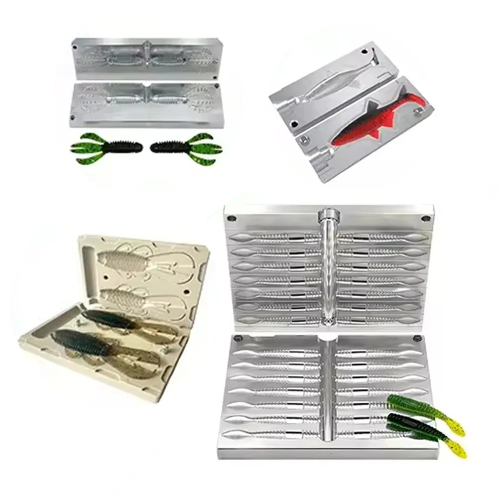 CNC Die Casting Mold for Soft Plastic Fishing Lure, Precision-Made 4-Tail Grub Mold Fishing Tackle Factory Durable Die Casting