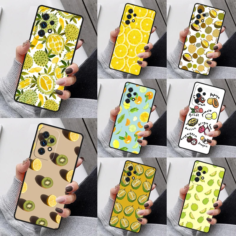 Fruit lemon orange durian Phone Case For Samsung Galaxy S23 S21 S20 FE S24 S22 Ultra Note20 S10 S9 S8 Plus A40 A52 A12 A13 A53