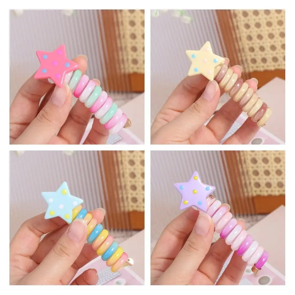 

Модная звезда телефонная линия веревка для волос ярких цветов эластичное радужное кольцо для волос корейский стиль пластиковая спиральная катушка веревка для волос на свадьбу