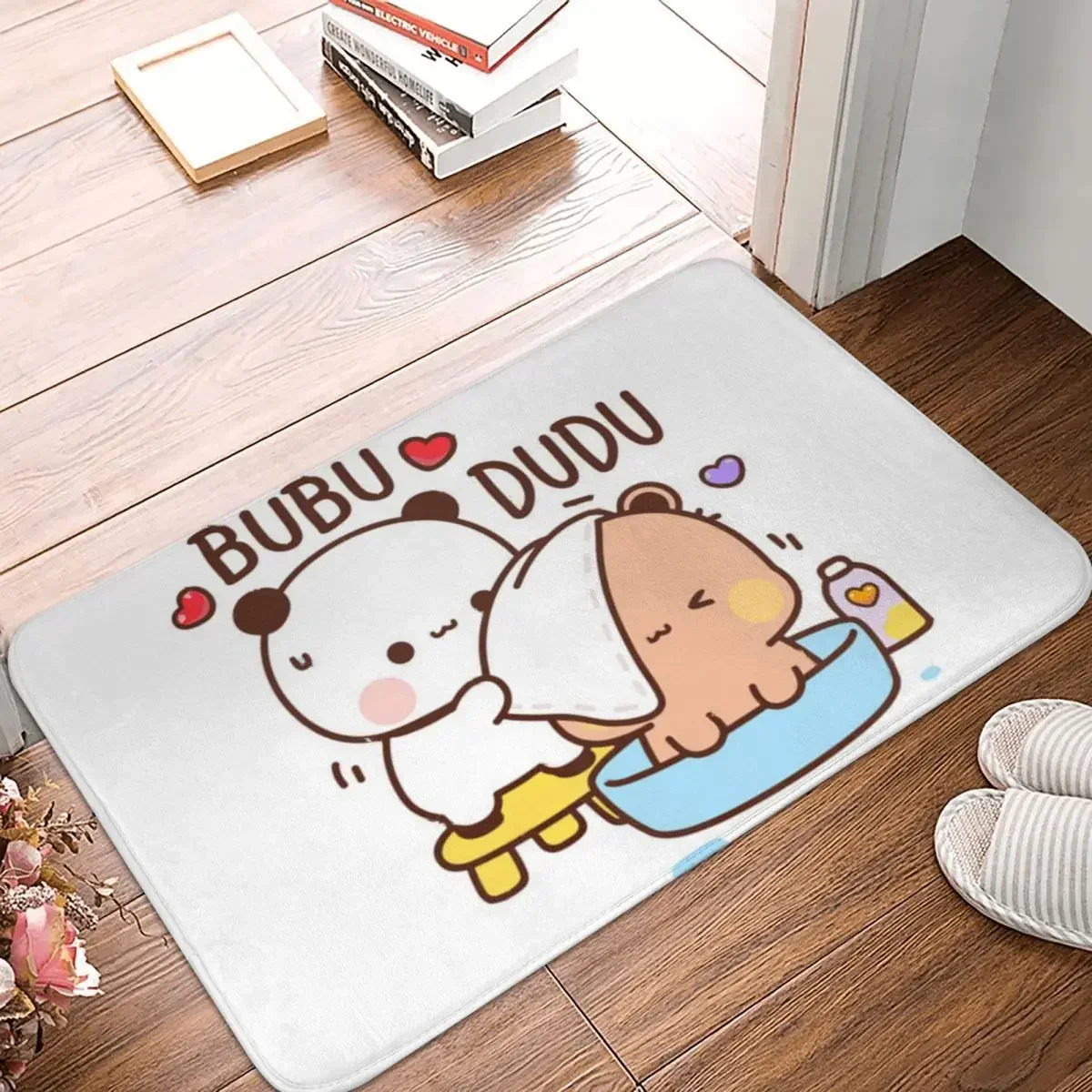 Bath Mat for Shower Home Decor Bubu Dudu Floor Mat Panda and Bear Love Story Retro Toilet Mat Quick Dry Anti Slip Bathroom Mats