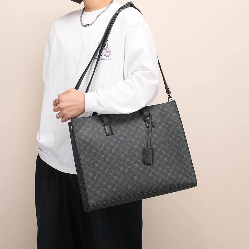 Retro Pattern Handbag Horizontal Tote Bag Korean Sle Men's Bag Trendy Single oulder Bag Versatile Crossbody File Cuter...