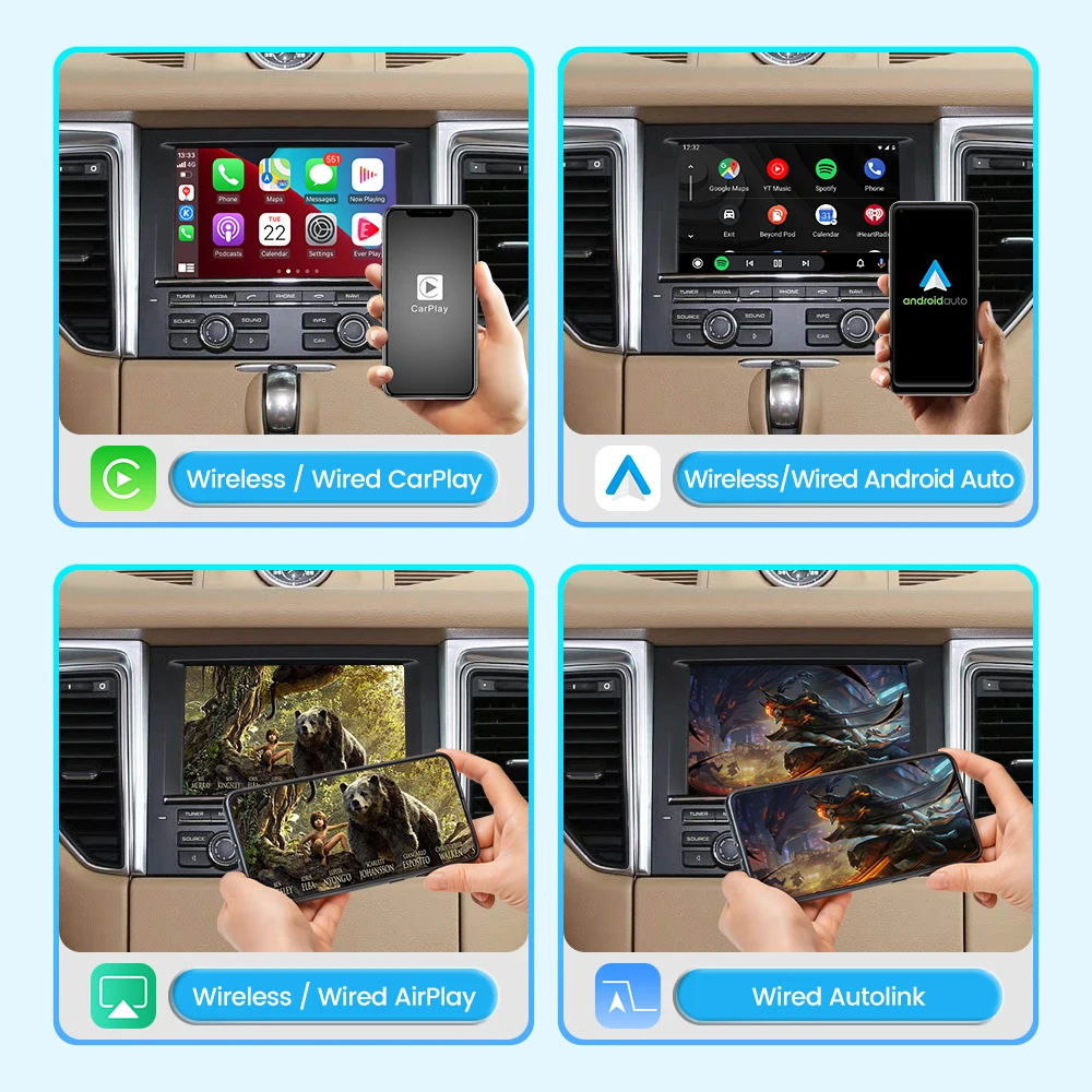 JoyeAuto Wireless Apple CarPlay Android Auto Interface for Porsche PCM3.1 Cayenne Macan Cayman Panamera Boxster 718 911 958