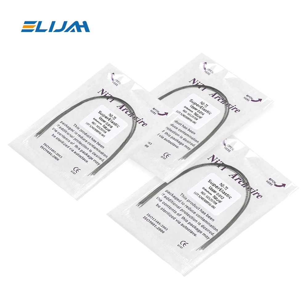 ELIJAH  Dental Orthodontics Niti Bow Wire Round Rectangular Natural Shape 10 Pcs/pack Niti Bow Wire Dental Accessories