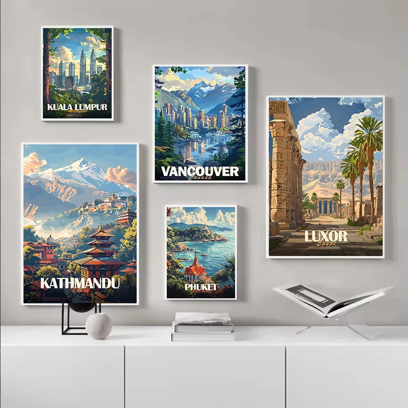 World Travel City Landmark Cultural Tourism Style Wall Homestay Cafe Living Room Landscape Decoration Poster - Frameless
