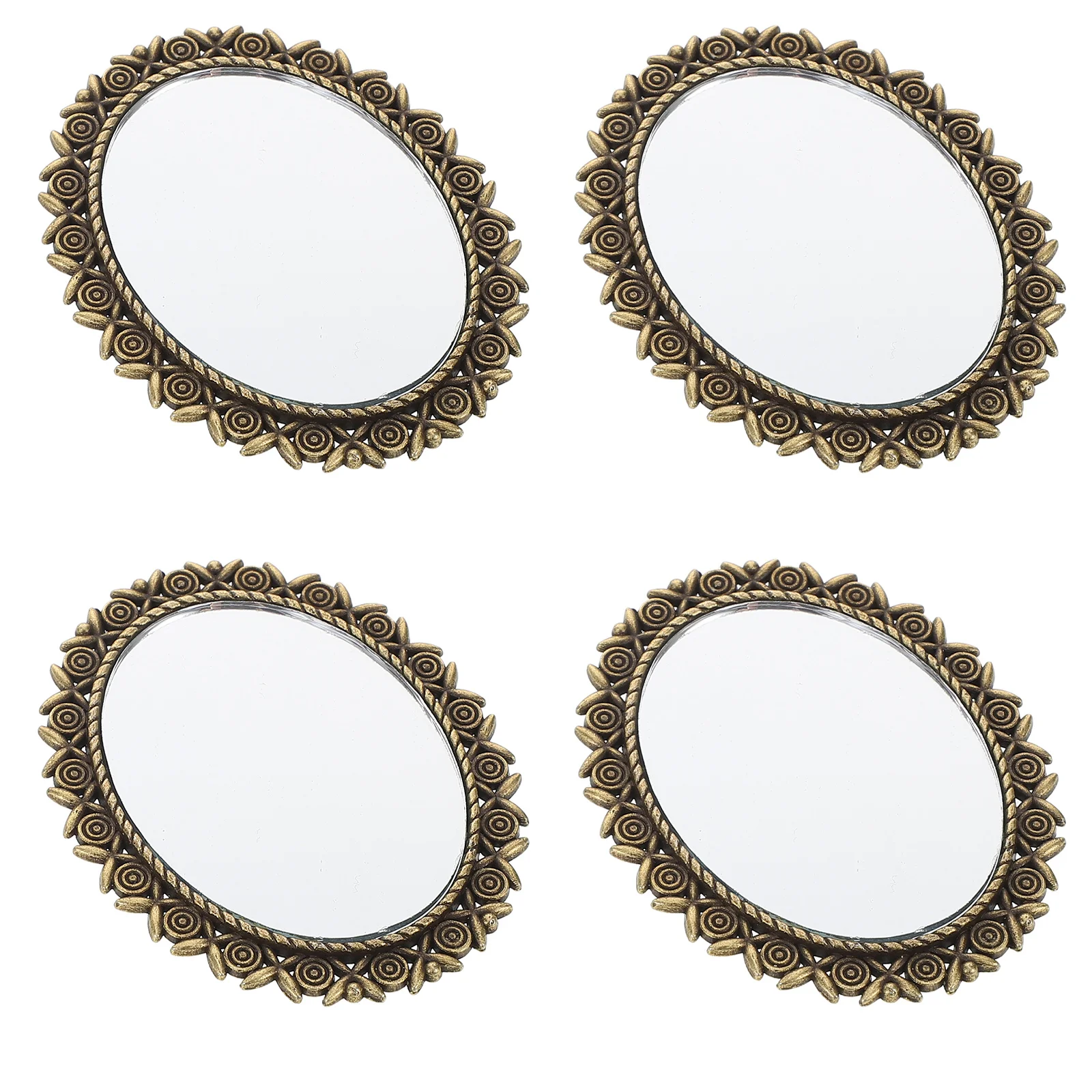 Miroir ovale Vintage pour maison de poupée Miniature, accessoires pour bricolage, aménagement de scène, meubles de chambre à coucher, décoration de salle de bain, 4 pièces