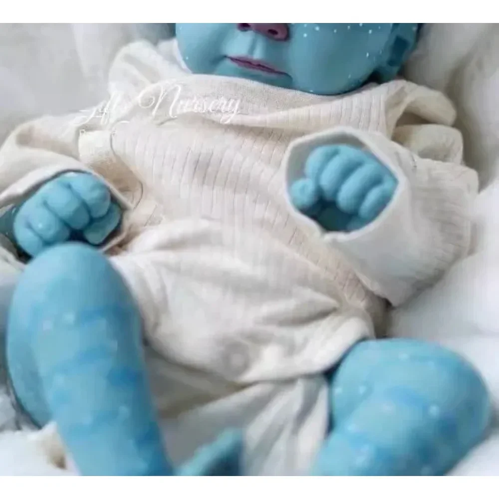 18-Zoll-fertige wiedergeborene Babypuppe Felicia Avatar in blauer Haut Handbemalte 3D-Haut mit detaillierten Adern Mu Ettas Bebés Reborn Dolls