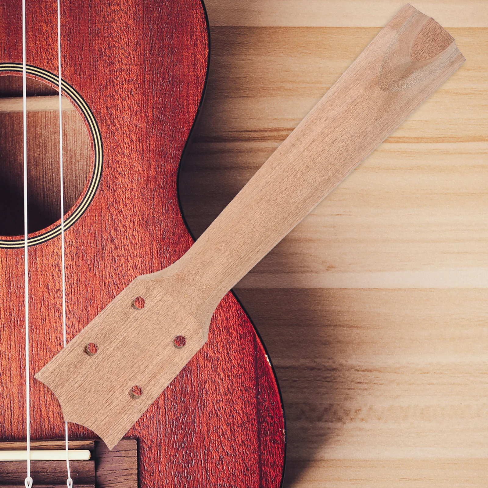 

Ukulele Neck Wooden Fingerboard Head Replacement Parts for DIY Home Craft Project Classical Style Natural Material