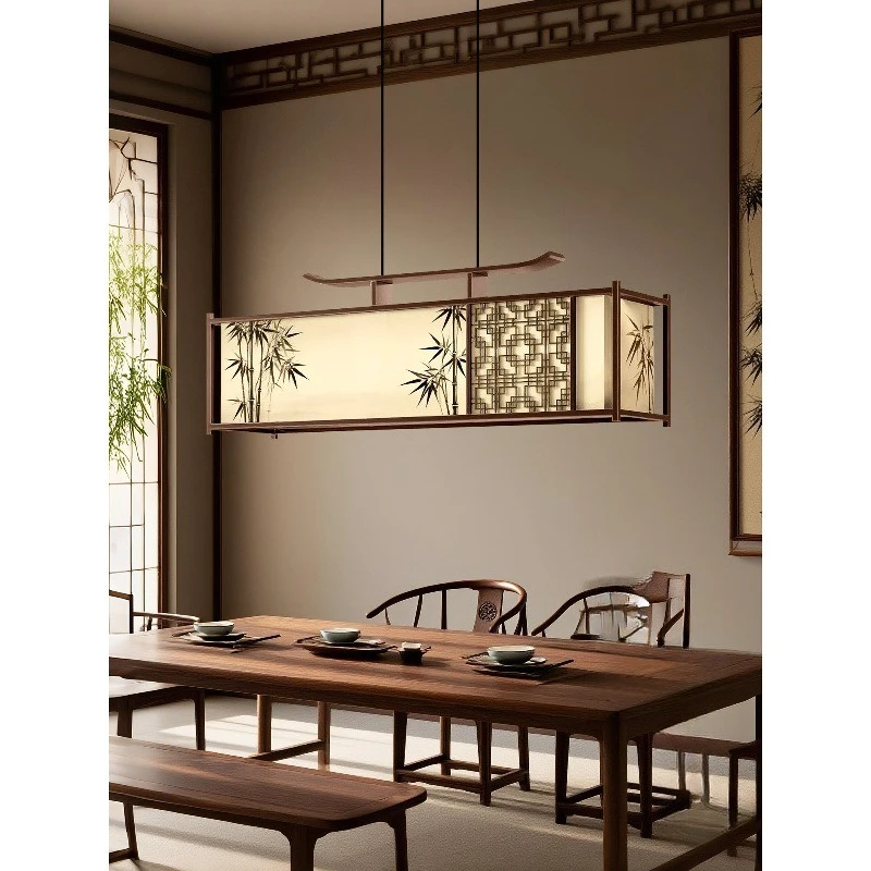 

Song Dynasty Aesthetics Oriental Home Furnishing Literati Style Decoration and Matching Long Restaurant Dining Table Chandelier
