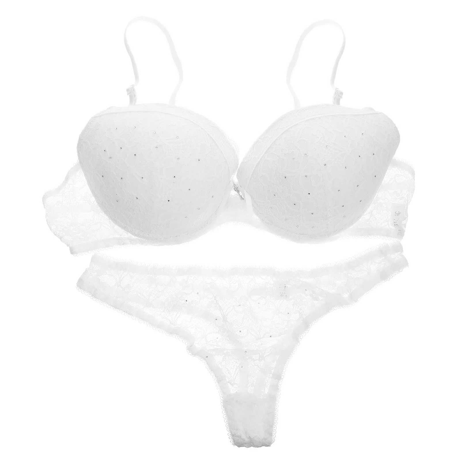 

Bra Set 80B White Skin-Friendly Breathable Push Up Adjustable Strappy Bras Comfortable Elegant