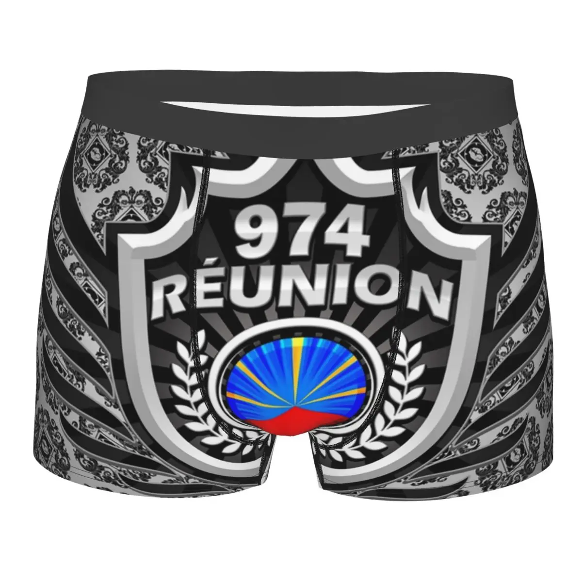 

974 Reunion Coat Of Arms And Ornaments Underwear Men Sexy Printed Custom Boxer Shorts Panties