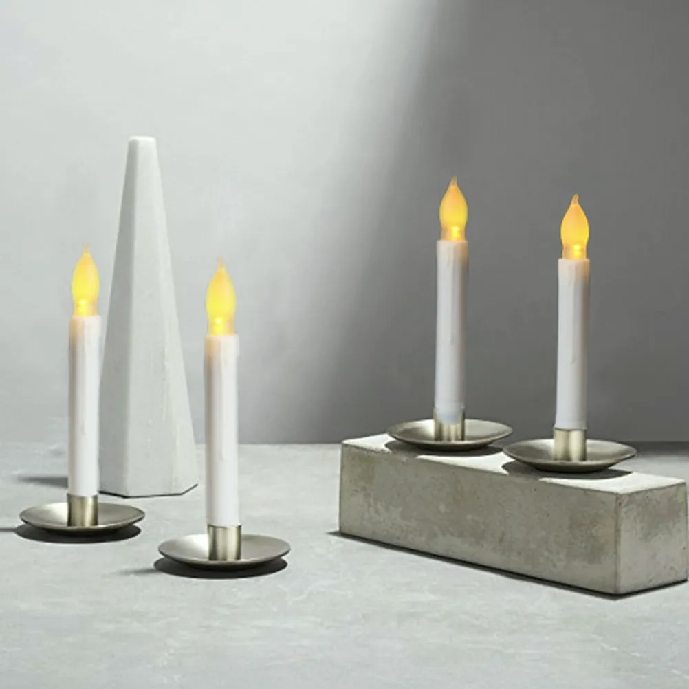 

12 Pcs Electronic Light Candles Decorative Smokeless Flameless Led Wax Stick Tapered