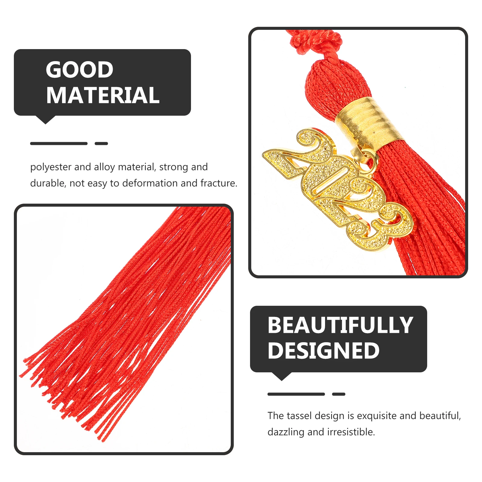 

5Pcs Graduation Hat Tassels Red Alloy Students Decorations Durable Polyester Creative Fringe Pendants Photo Accessories