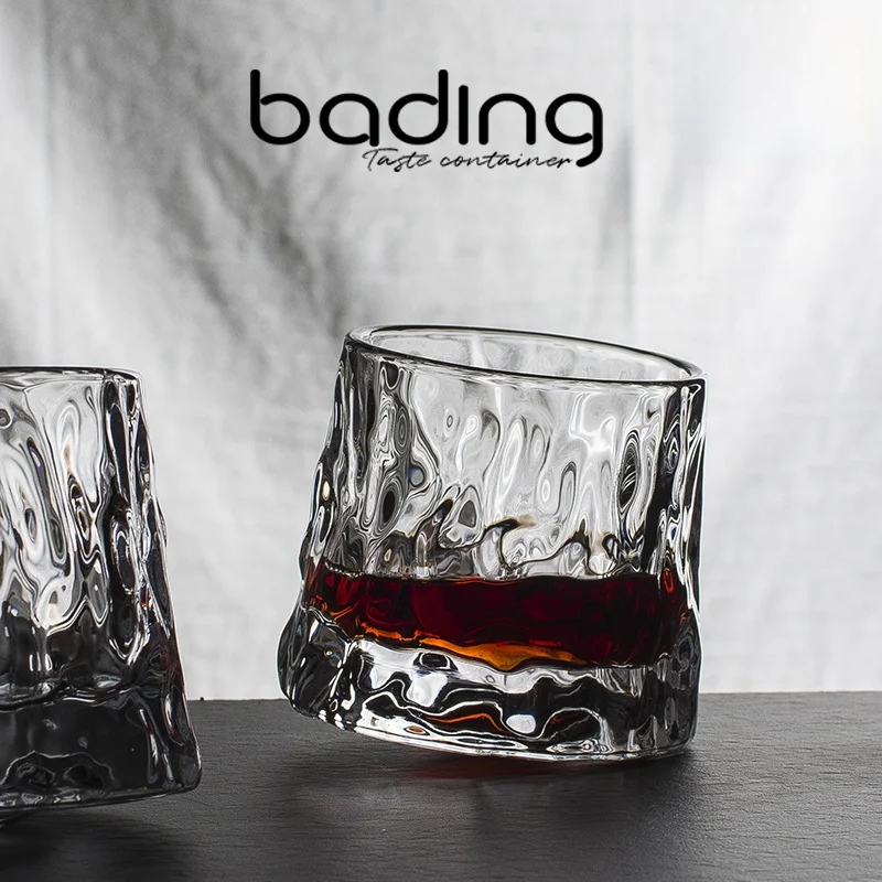 Hotel Bar Crystal Glass Whiskey Tumbler Wave Pattern Wine Cup Non-Slip Design European Style Handmade Unique Shape Drinkware