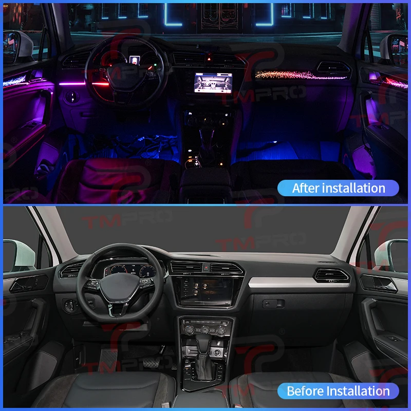 TMPRO 64 Colors LED Safety assistance systems Ambient Lighting For Volkswagen Tiguan L 2017-2021 Automotive Interior Decoration