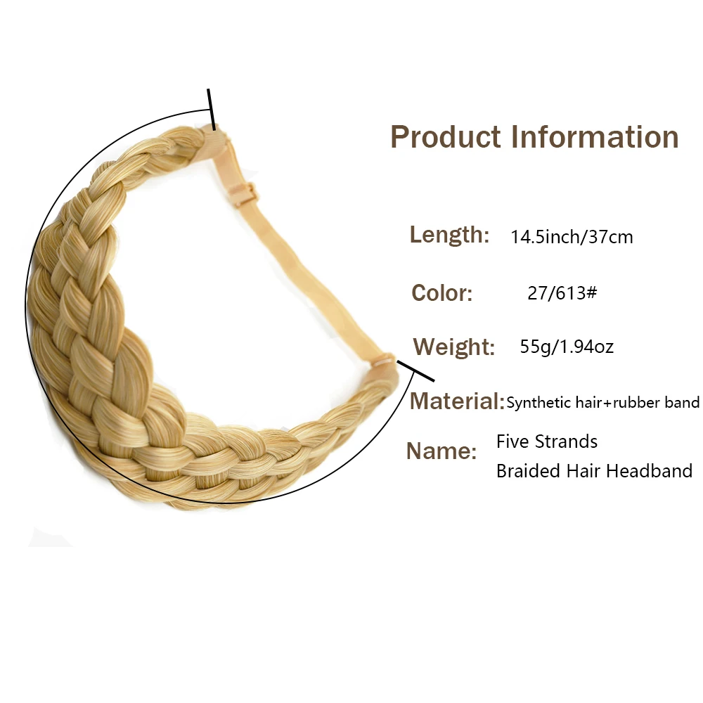 Synthetic Women Braided Headbands Fake Hair Plaited Hair Band Braiding Hair Accessories Hair Extension Hairpiece for Women Girls