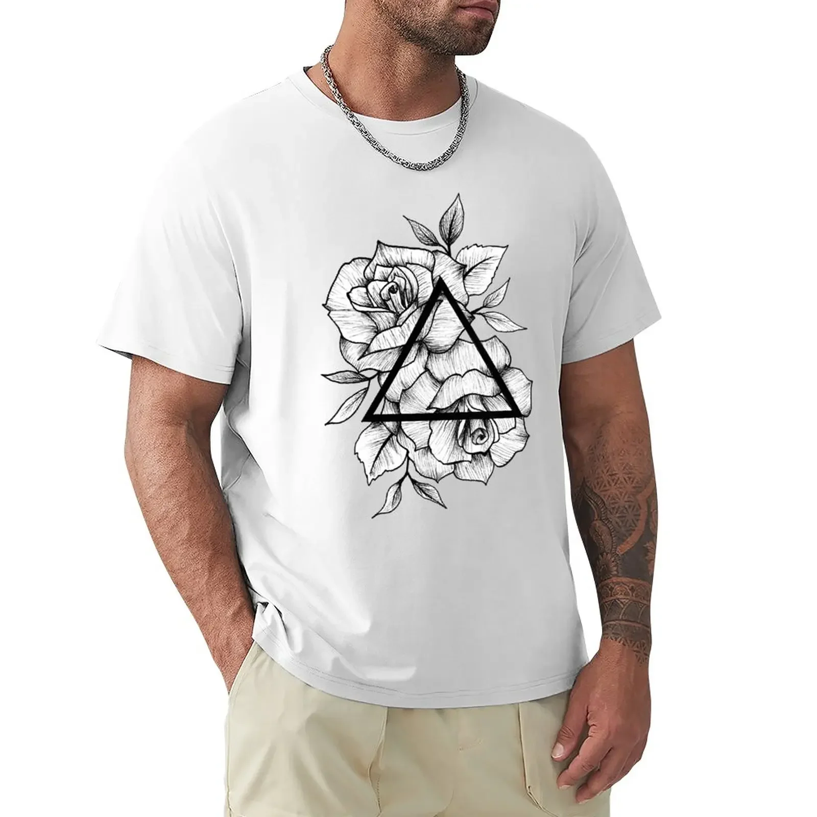 Geometric Roses T-Shirt cute tops blanks t shirts men