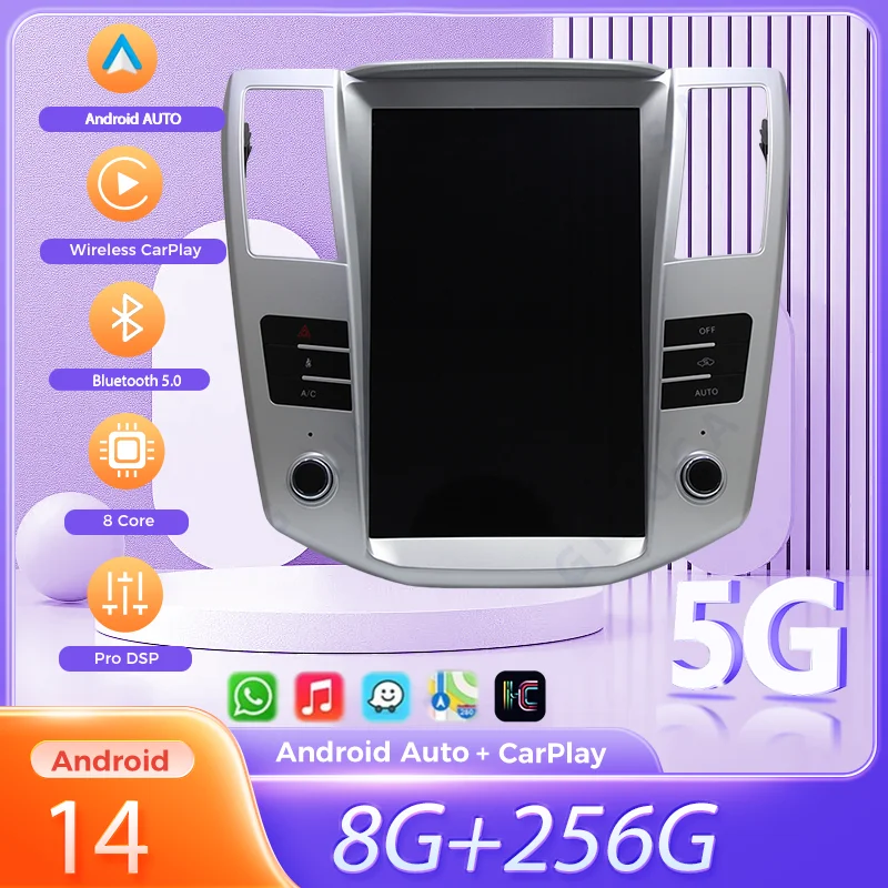 

256G Screen Android14 Multimedia Radio Receiver For Lexus RX300h RX330 RX350 2004 2005 2006 2007 GPS Audio Player Head Unit