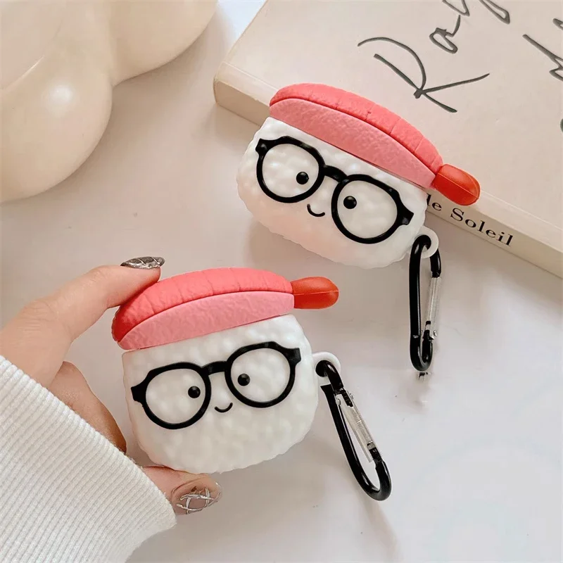 Cute Sweet Shrimp Sushi Silicone Wireless Bluetooth Earphone Case Suitable for Airpods1/2/3/4/pro Fashion Earphone Accessories