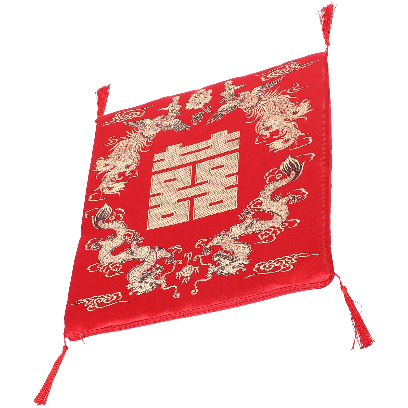 

Dragon Phoenix Wedding Cushion Square Seat Pads Home Textile Car Chair Pad Cotton Kneel Mat for Reading Gaming Office Use