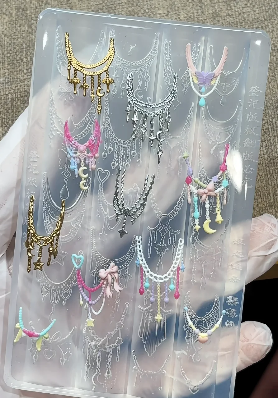 

Liquid chain silicone nail art mold Manicure Decorations Nail Art Transparent Silicone Mold for Nail Art—Box packaging