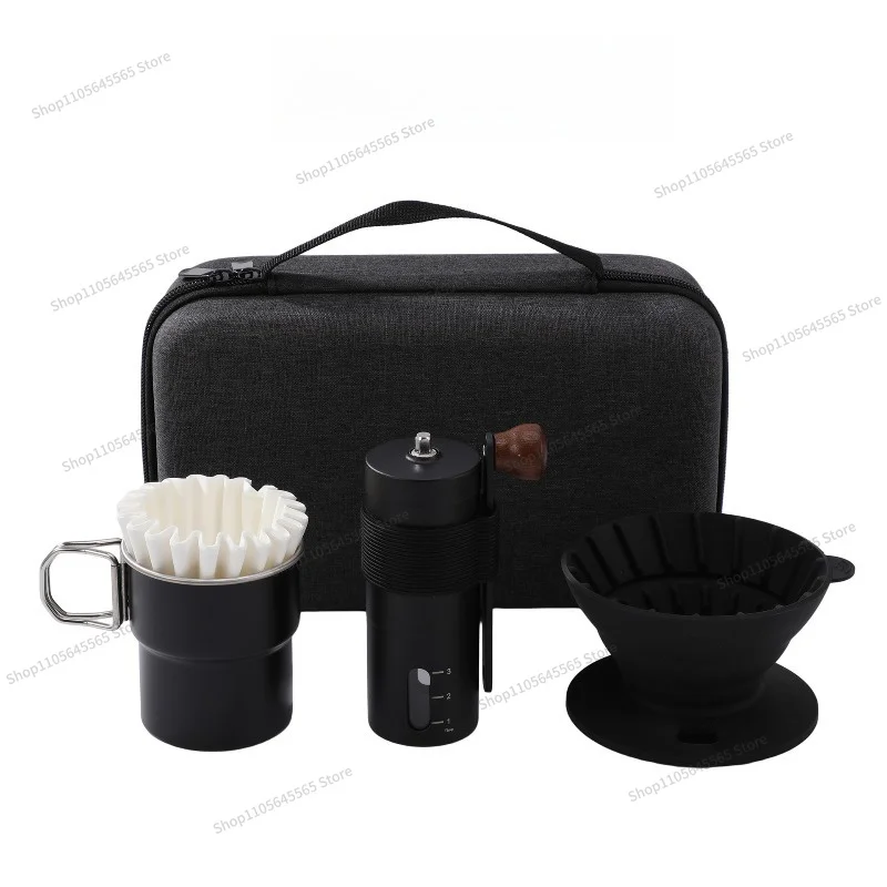 For outdoor portable, hand-brewed coffee set, hand-ground coffee maker, folding cup, full set of storage gift box.