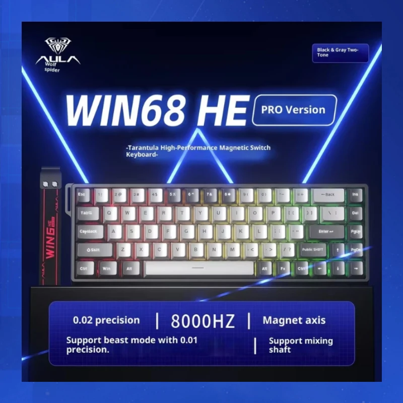

Hot New Aula Win68he Magnetic Axis Esports Keyboard Fps Esports Game Low-Delay Customized Axis Wired Keyboard Boys Girls Gifts