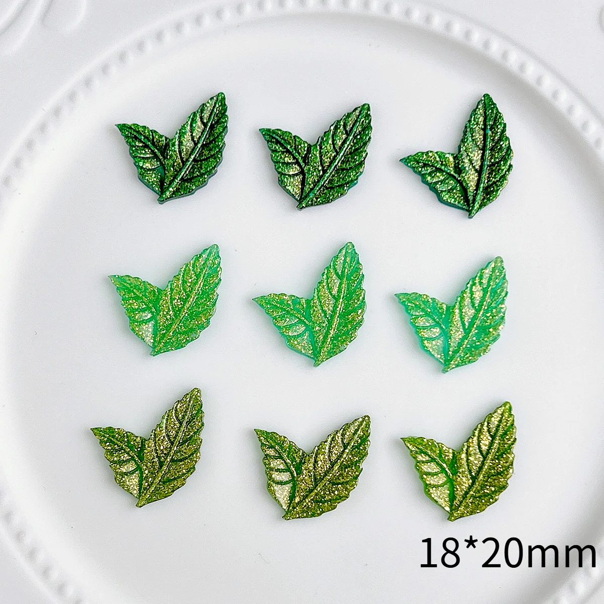 50PCS Simulated Solid Color Leaves Nail Art Decorations 3D Minimalist Fine Sparkling Leaf Nail Charms for DIY Nails Ornaments