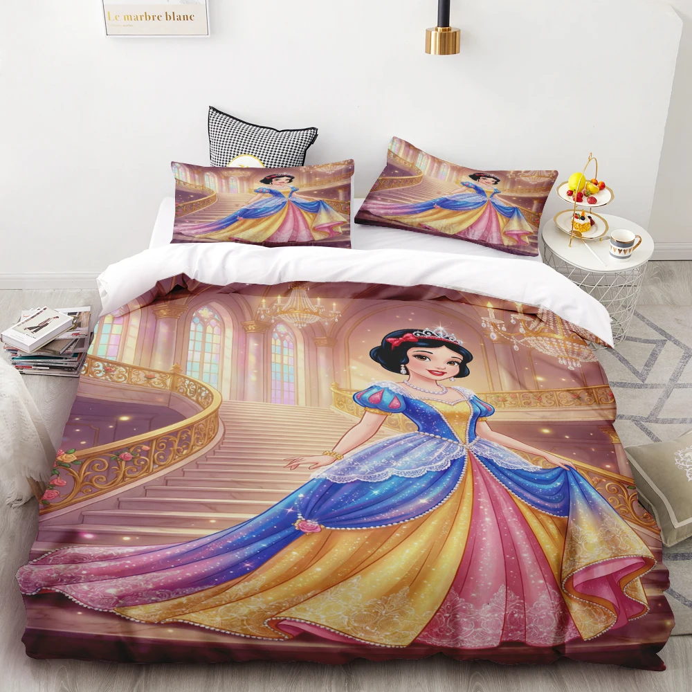

Disney Snow White Bell Princess Series Printed Bedroom Bedding Set Duvet Cover Comforte Cartoon with Pillowcase Comfortable
