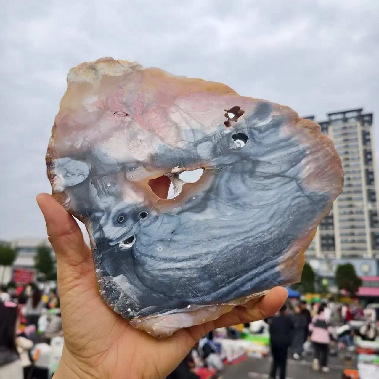 

Natural Tree Jade Original Stone Slice, Quartz Crystal Ore Slice, Mineral Healing