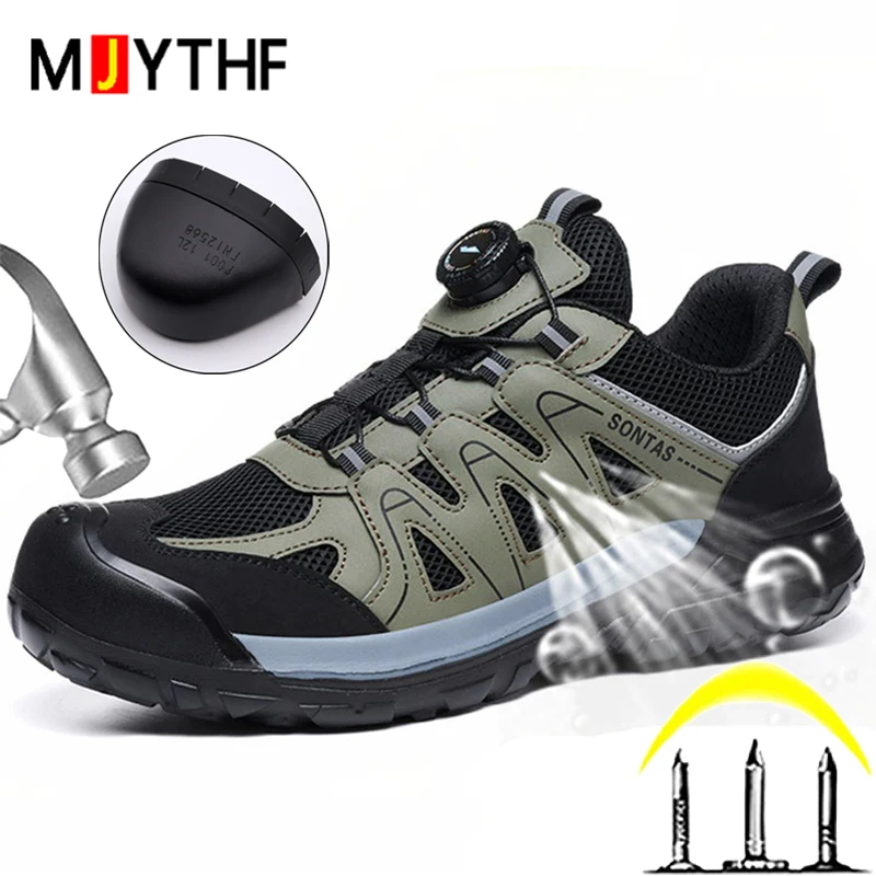 New Summer Breathable Protective Shoes For Men Anti-smash Anti puncture Work Safety Shoes Comfortable Work Sneakers Non-slip