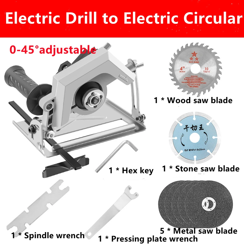 

Electric Drill to Electric Circular Saw Head Adapter Table Saw Woodworking Tool Angle Grinder Modified Attachment Household Saw