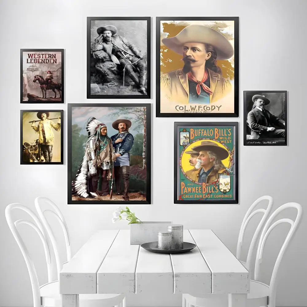 Vintage W-William Frederick B-Buffalo Bill Cody Wild West Style Poster Wall Art Print Decorative Mural Home Decor Gift Unframed