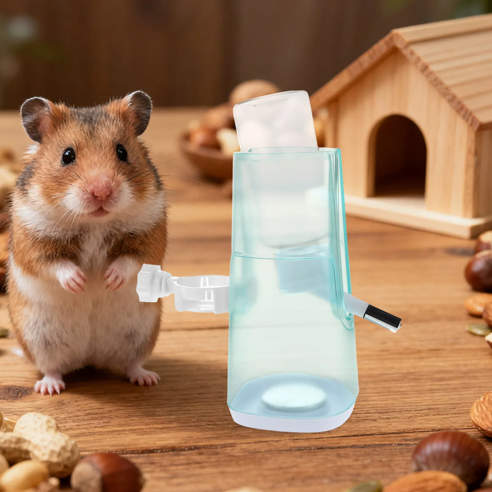 Small Animal Waterer 120Ml Leakproof No-Drip Hamster Bottle Adjustable Height Stable Base Pet Water Feeder for Hamsters Rabbits