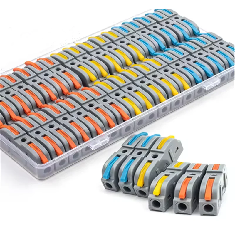 Boxed 34PCS Lever Quick Home Wire Connectors Terminals Conductor Spliceable Butt Wiring Block Reusable Electrical Connectors