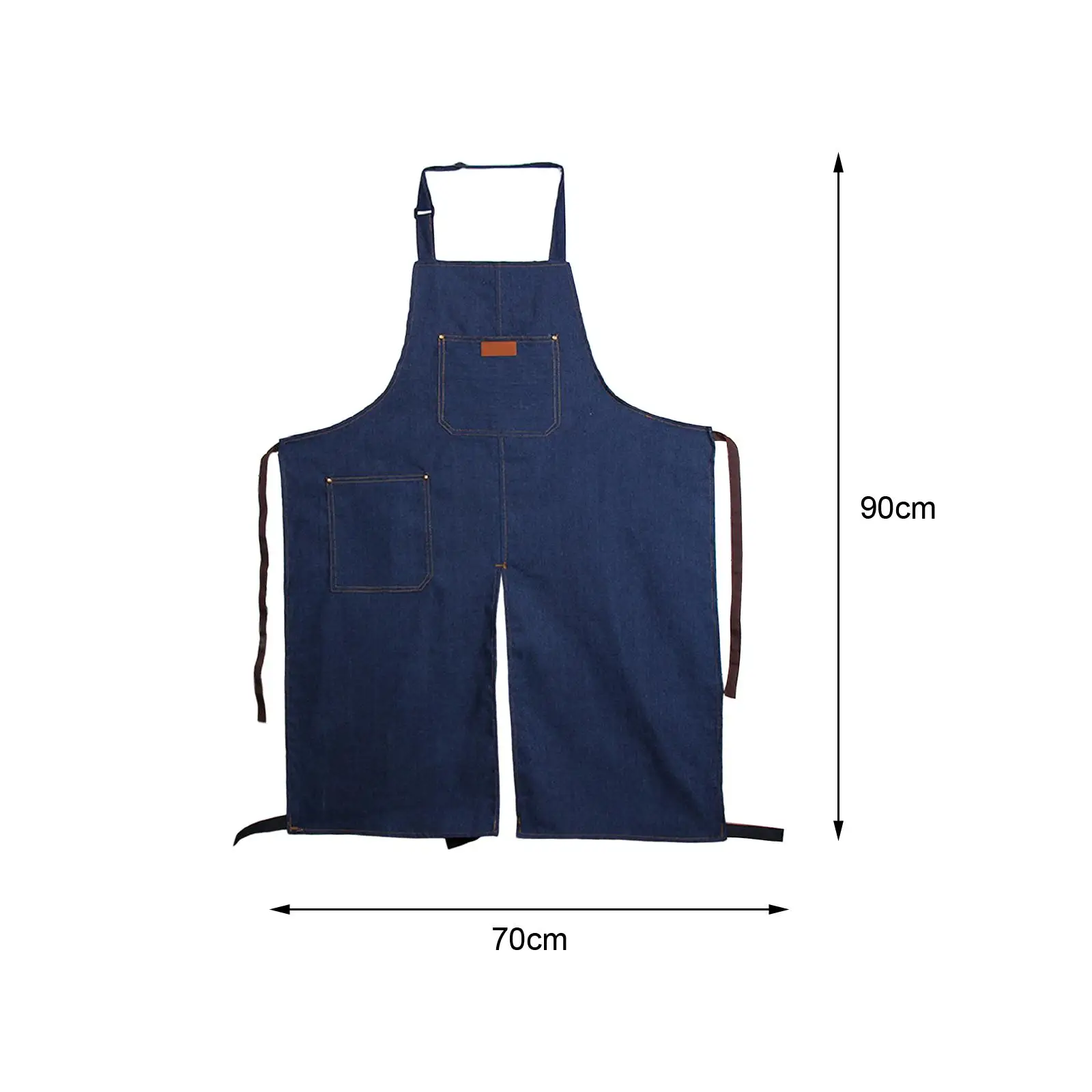 Brief Pottery Denim Split Leg Apron Washable Sweat Absorption Comfortable Hanging Neck Aprons for Chef Potters