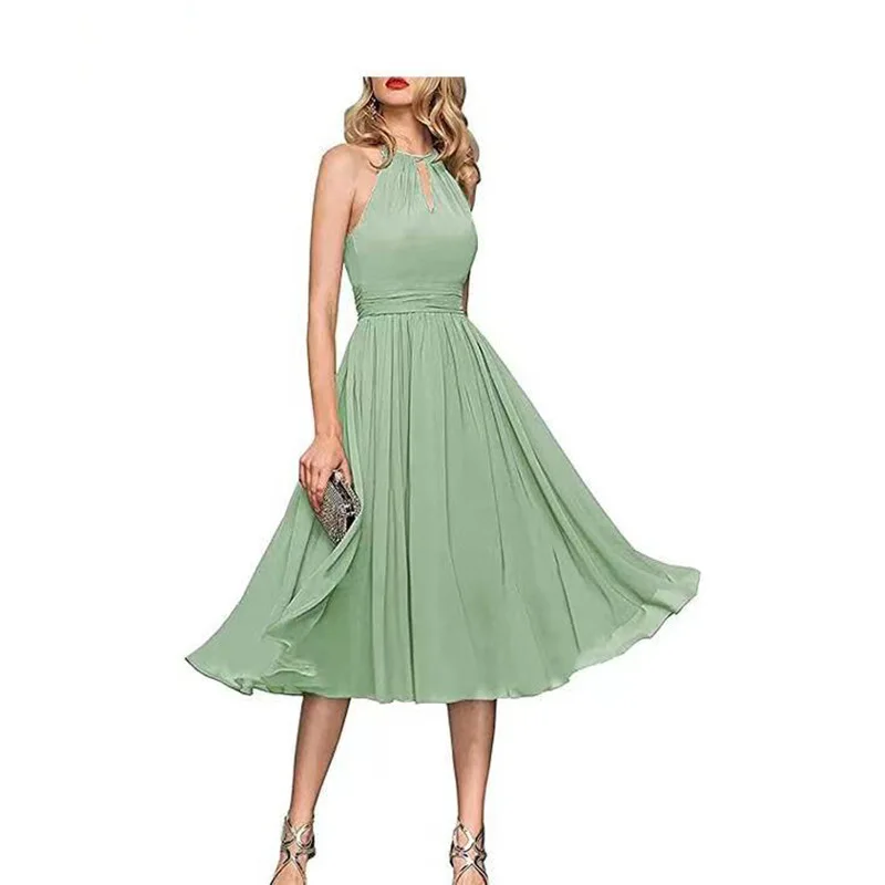 Short  Summer Evening Prom Dresses Floor-Length Vestidos Formal  Party Gowns Sexy Chiffon Slit Evening Dress