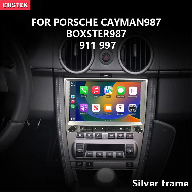 

CHSTEK Qualcomm Car Radio Multimedia Player Silver Media Upgrade Auto Android 12 for Porsche Cayman 911 987 Boxster 997 Carplay