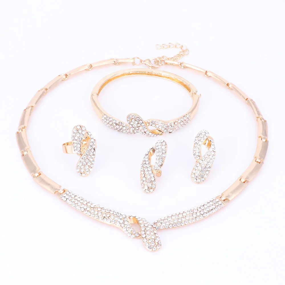 Wedding Bridal Crystal Jewelry Set For Women Party Fashion Choker Necklace Vintage Dubai Trendy Accessories