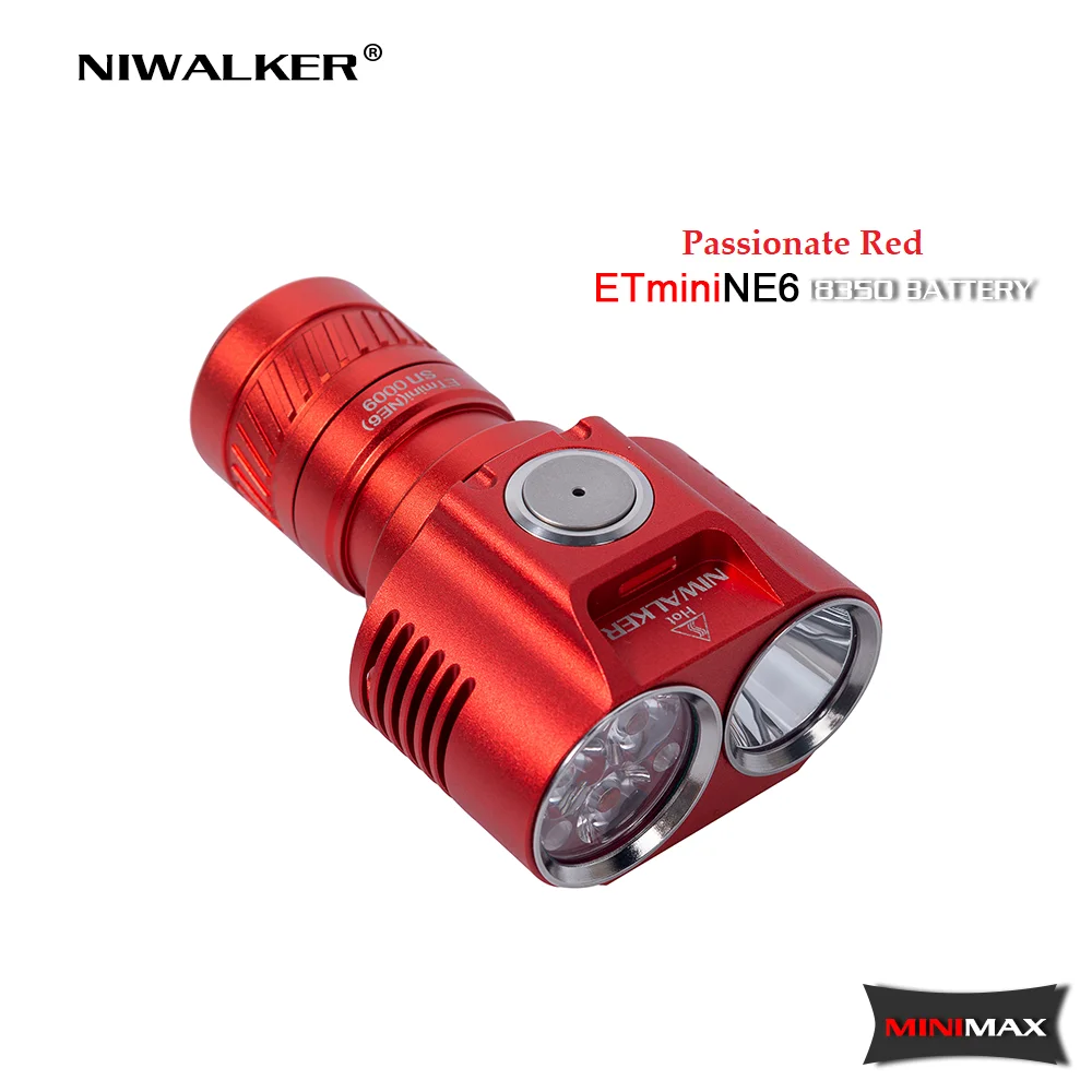 NIWALKER ETmini NE6 Dual Head 3200LM EDC Flashlight With 18350 Battery Type-C USB Rechargeable Multipurpose Mini LED Torch Outdo