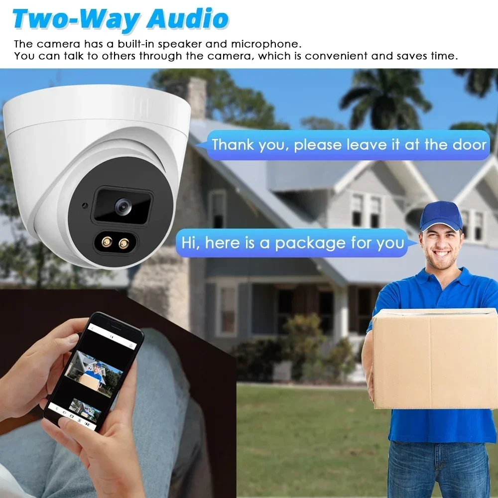 6MP Security POE Dome IP Camera For TUYA Smart Life Home Sound and Light Alarm Human Detection Outdoor Home CCTV POE IP Camera